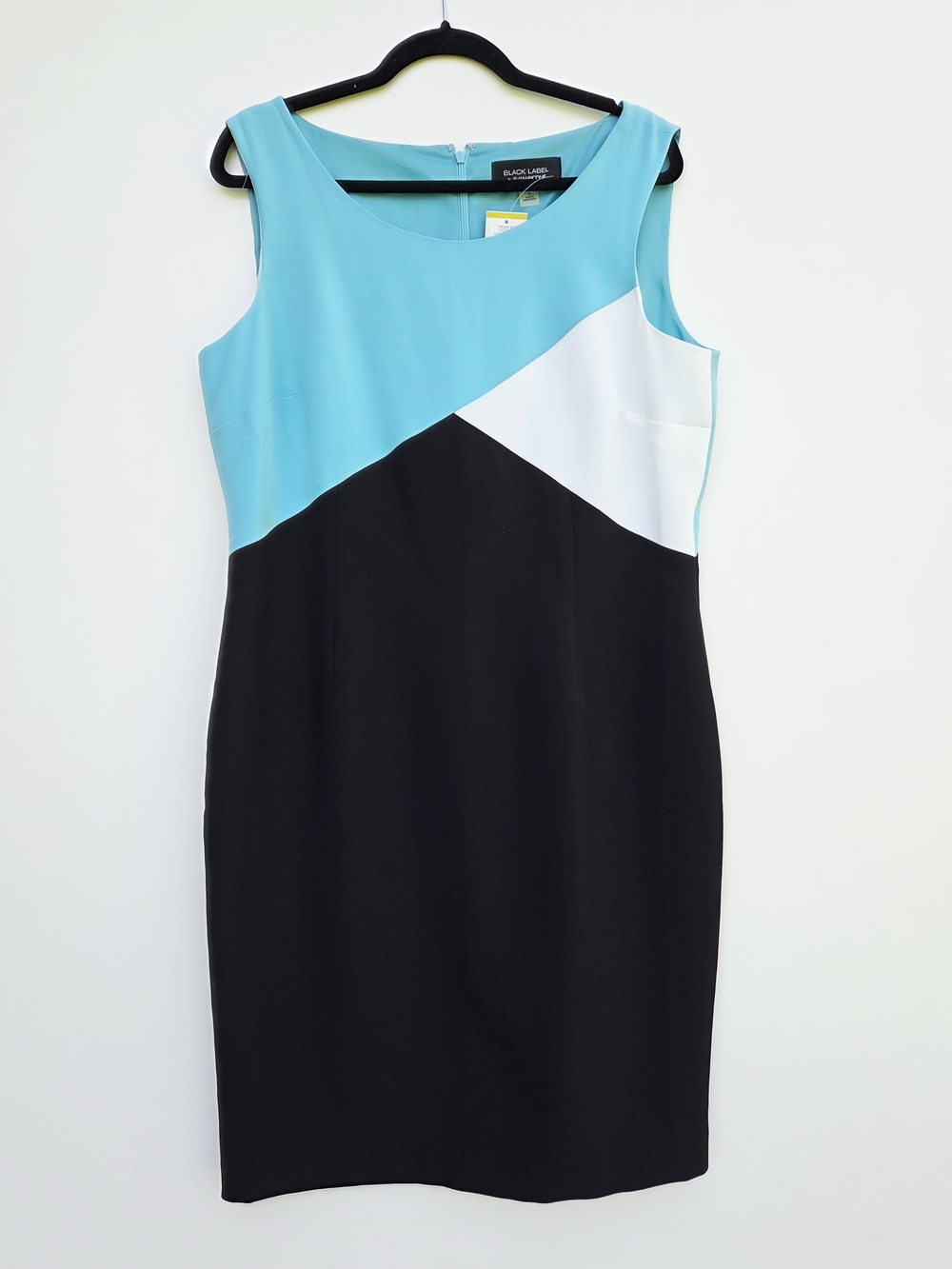 NWT Black Label by Evan Picone Color Block Sleeveless Dress Size-14
